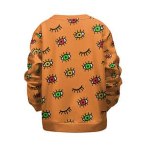 Cartoon Eyes Rastafari Colors Dope Orange Kids Sweatshirt