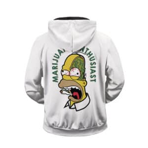 Marijuana Enthusiast Stoner Homer Simpson Logo Zip Hoodie