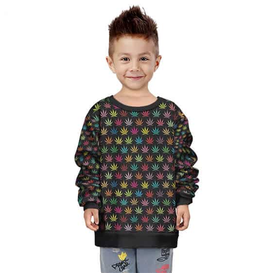 May Jane Reefer Leaves Rainbow Pattern Kids Sweatshirt