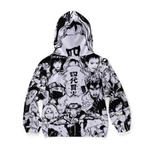Naruto Characters Vintage Monochrome Kids Hoodie Jacket