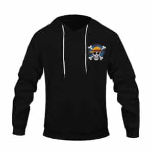 One Piece East Blue Straw Hat Pirates Skull Icon Black Hoodie