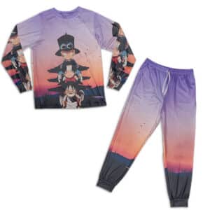 One Piece Kid Luffy Sabo Ace Sunset Artwork Pajamas Set