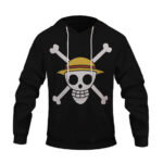 One Piece Minimalist Straw Hat Pirates Skull Logo Hoodie