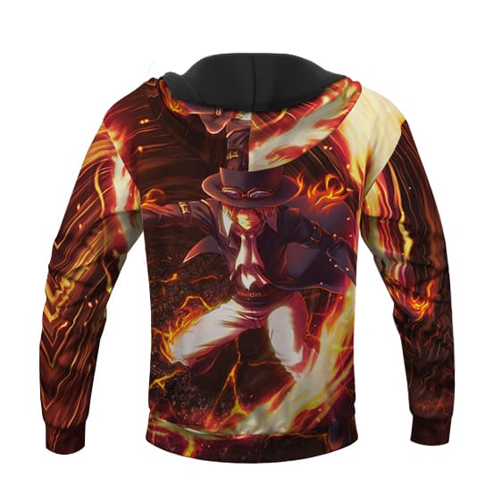 One Piece Sabo Fire Flame Power Artwork Dope Pullover Hoodie