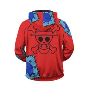 One Piece Wano Arc Luffy Red Kimono Cosplay Zipper Hoodie