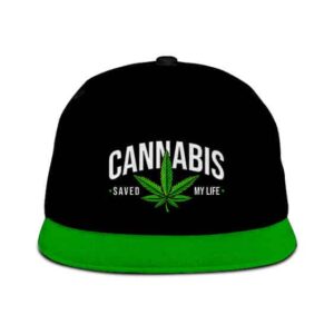 Amazing Cannabis Saved My Life Logo Black Snapback Cap