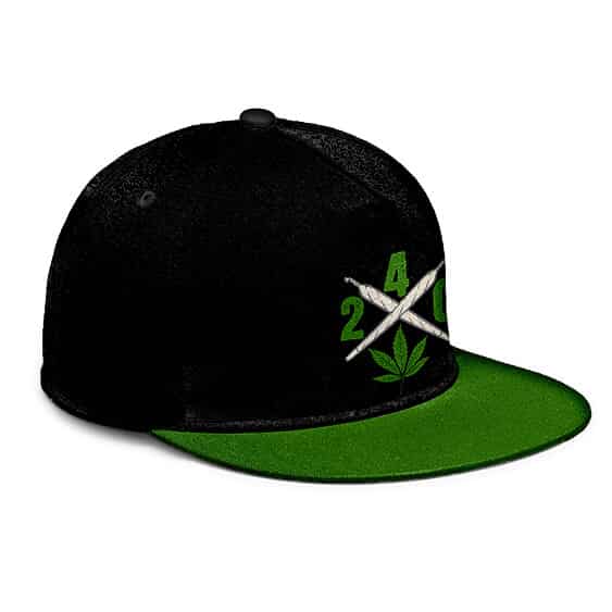 420 Cannabis Cross Joints Logo Minimalistic Black Snapback Hat