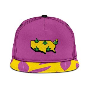 USA Map Marijuana Legalized States Vibrant Art Snapback Hat