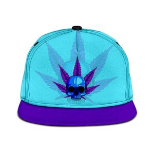 Vibrant Trippy 420 Marijuana Skull Snapback Baseball Cap
