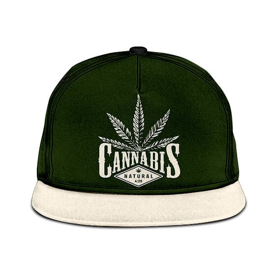 Awesome Cannabis Natural 4:20 Logo Green Snapback Cap