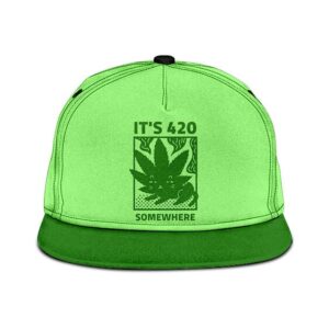 It's 420 Somewhere Adorable Cat Weed Logo Snapback Hat