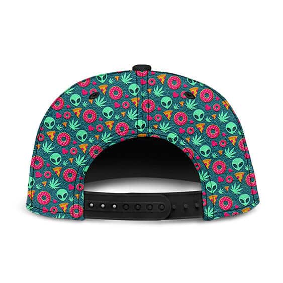 Alien Weed Donut Pizza Heart Pattern Cute Snapback Hat