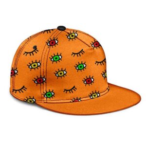 Cartoon Eyes Rastafari Colors Dope Pattern Orange Snapback Cap