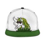 Trippy Unicorn Smoking Joint High In Grass Snapback Hat