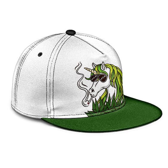 Trippy Unicorn Smoking Joint High In Grass Snapback Hat