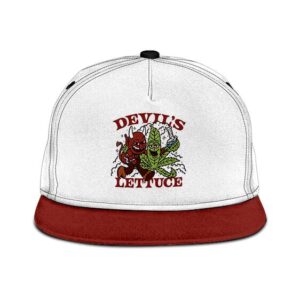 Unique Devil's Lettuce Cartoon Artwork White Snapback Hat