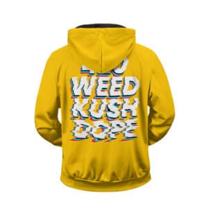 Stoned Girl Smoking 420 Weed Glitch Art Yellow Zip Up Hoodie