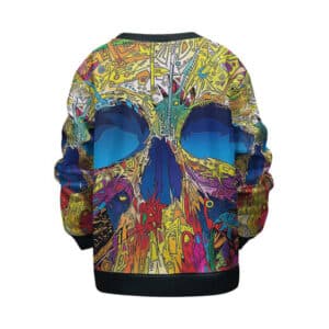 Trippy & Colorful Skull Weed Artwork Dope Kids Sweatshirt