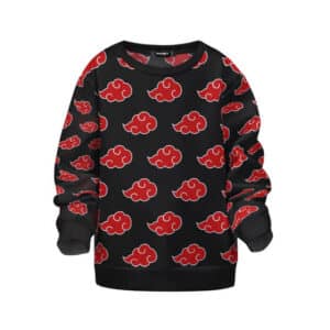 Akatsuki Red Cloud Symbol Pattern Black Kids Sweatshirt