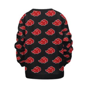 Akatsuki Red Cloud Symbol Pattern Black Kids Sweatshirt