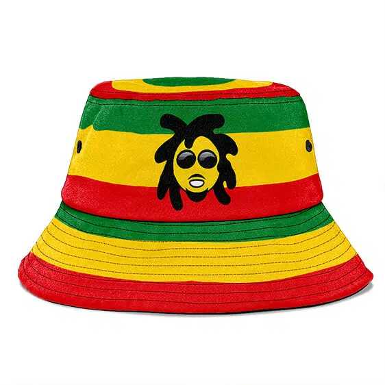 Awesome Doobie Man Emoji Rastafarian Colors Bucket Hat