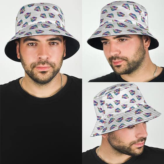 Cool Lip Hitting Marijuana Joint Icon Pattern Bucket Hat