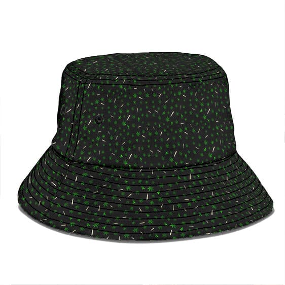 Dope Weed Bong And Joint Icon Pattern Black Bucket Hat