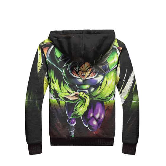 Dragon Ball Broly Battle Stance Green Fleece Hooded Jacket