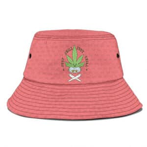 Just Chill Happy Weed Meditating Cartoon Cute Bucket Hat