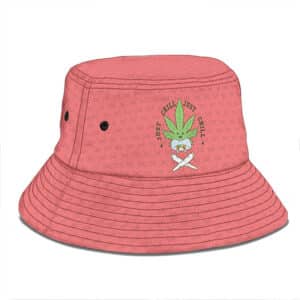 Just Chill Happy Weed Meditating Cartoon Cute Bucket Hat
