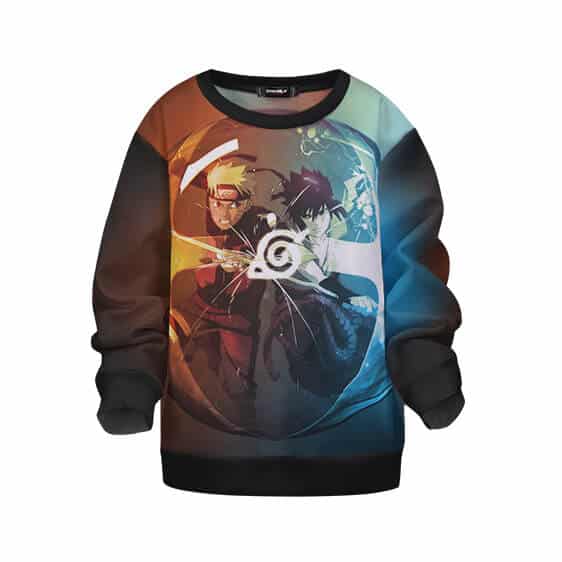 Naruto And Sasuke Fight Bubble Reflection Children Sweater