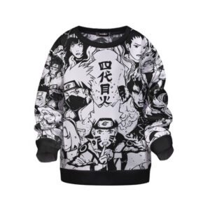 Naruto Characters Vintage Monochrome Art Children Sweatshirt