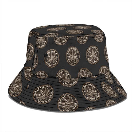 Natural Product Premium Quality Weed Logo Pattern Bucket Hat