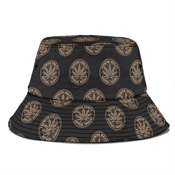 Natural Product Premium Quality Weed Logo Pattern Bucket Hat