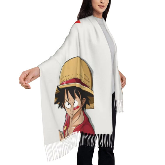 One Piece Monkey D. Luffy Supreme Art White Wool Scarf