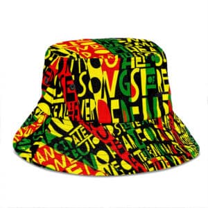 Rastafarian Song Redemption Typography Art Bucket Hat