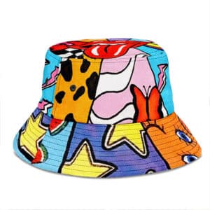 Rolling Stones Trippy Lick Abstract Design Dope Bucket Hat