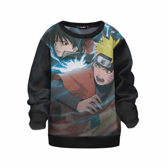 Sasuke Lightning Jutsu Vs Naruto Sage Mode Kids Sweater