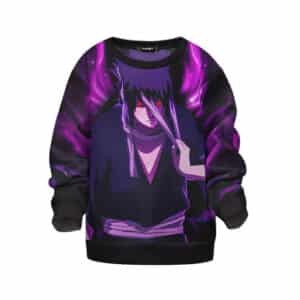 Sasuke Uchiha Six Paths Rinnegan Purple Aura Kids Sweater