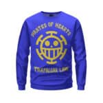 Trafalgar Law Pirates Of Hearts Jolly Roger Blue Sweatshirt