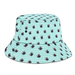Trippy 420 Marijuana Leaf Pattern Light Blue Bucket Hat
