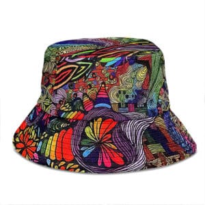 Trippy Colorful Abstract Doodle Art Cool 420 Weed Bucket Hat