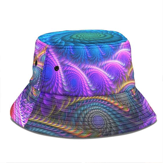 Vibrant Trippy Circles Abstract Pattern 420 Weed Bucket Hat