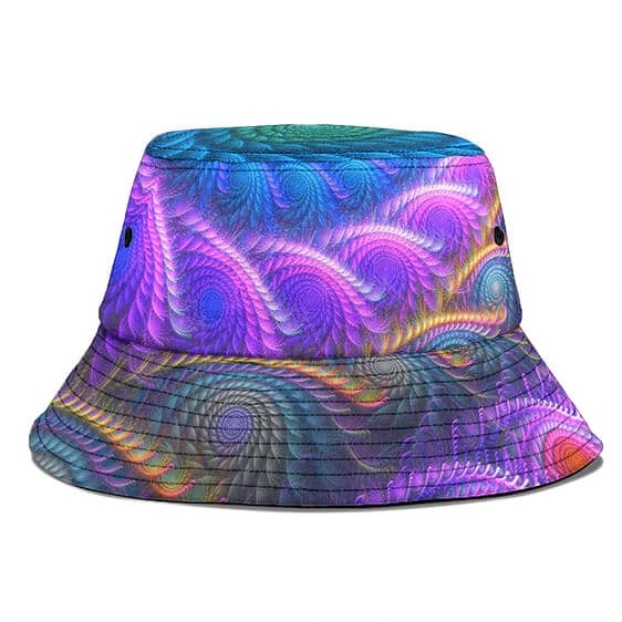 Vibrant Trippy Circles Abstract Pattern 420 Weed Bucket Hat