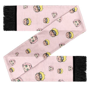 Chibi Naruto & Sakura Cute Face Pattern Pink Wool Scarf