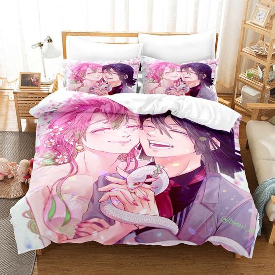 Mitsuri And Obanai Happy Wedding Art Bed Linen