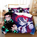 Tanjiro Vs Akaza Funny Illustration Bed Linen