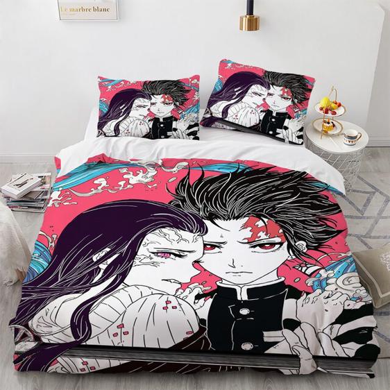 Unique Nezuko And Tanjiro Manga Art Bedclothes