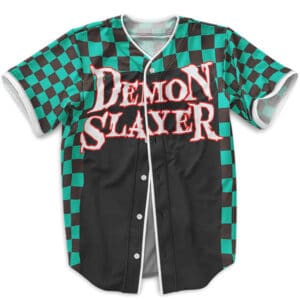 Demon Slayer Green Checkered Baseball Jersey