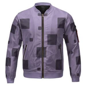 Hinatsuru Square Pattern Lavender Bomber Jacket